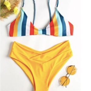 Yellow striped bikini
